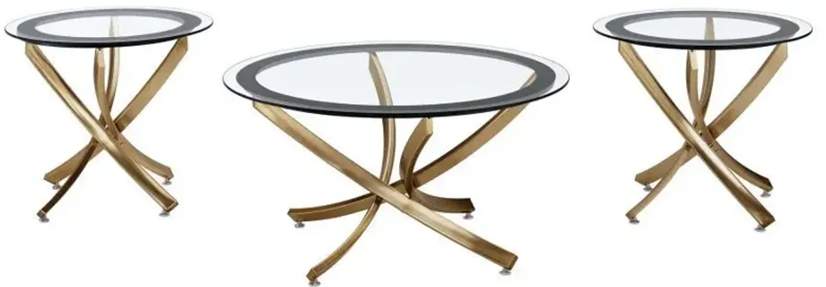 Brooke - Round Glass Top Coffee Table Set