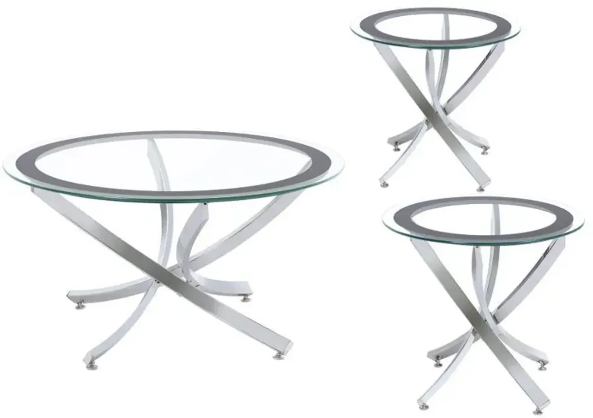 Brooke - Round Glass Top Coffee Table Set