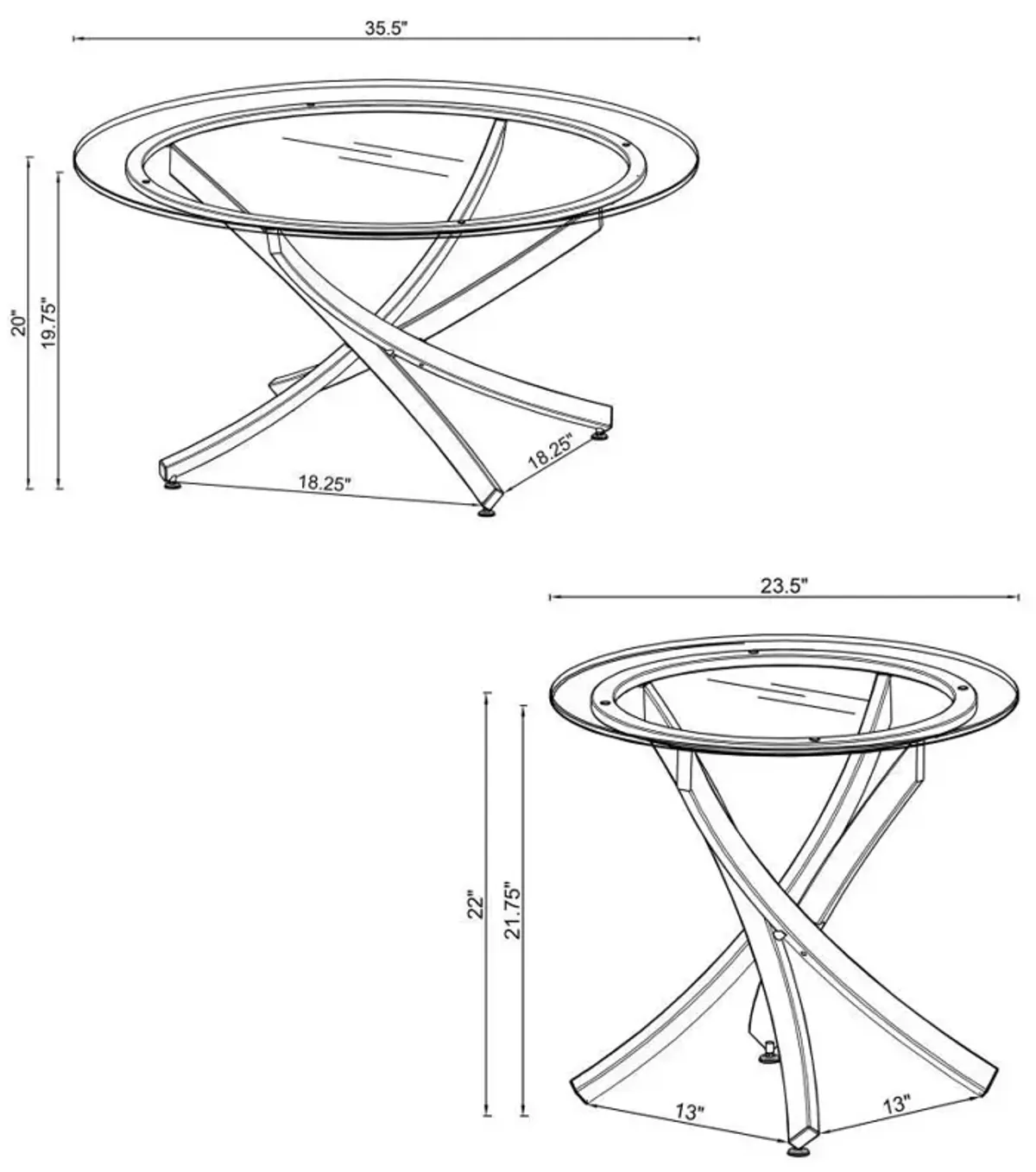 Brooke - Round Glass Top Coffee Table Set