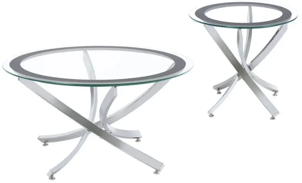 Brooke - Round Glass Top Coffee Table Set