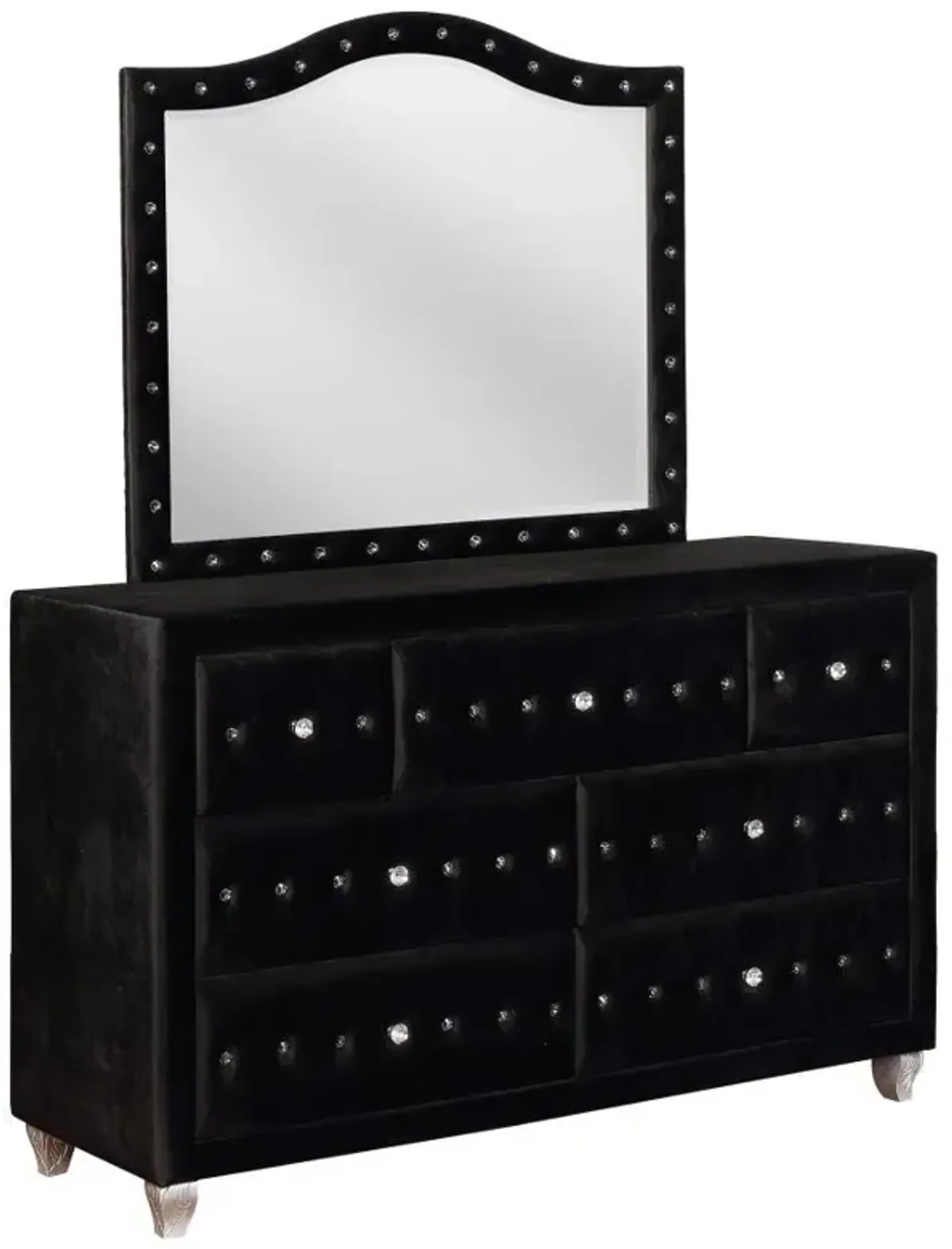 Deanna - 7-Drawer Upholstered Dresser With Mirror