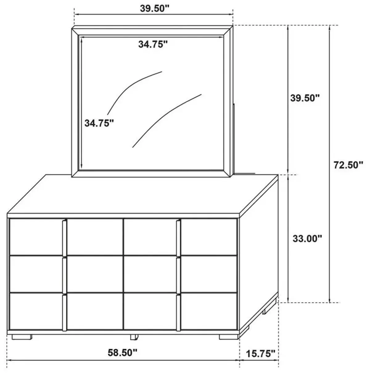 Marceline - 6-Drawer Dresser With Mirror