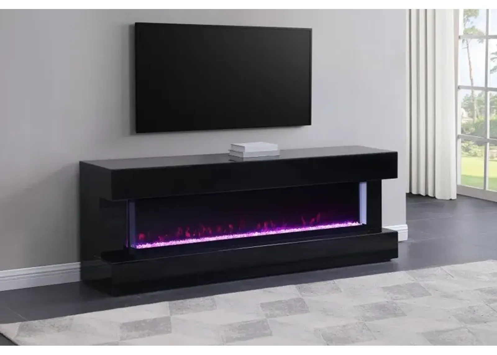 Vallerie - TV Stand With Visual Flame Box