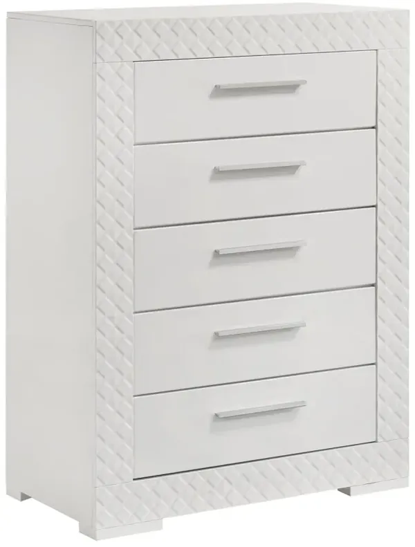 Ives - 5-Drawer Bedroom Chest Of Drawers - White High Gloss