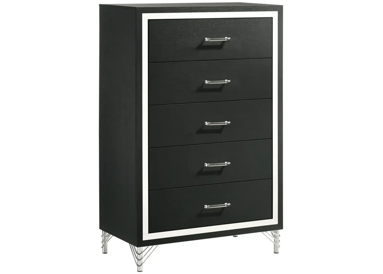 Lucia - 5-Drawer Bedroom Chest Of Drawers - Black