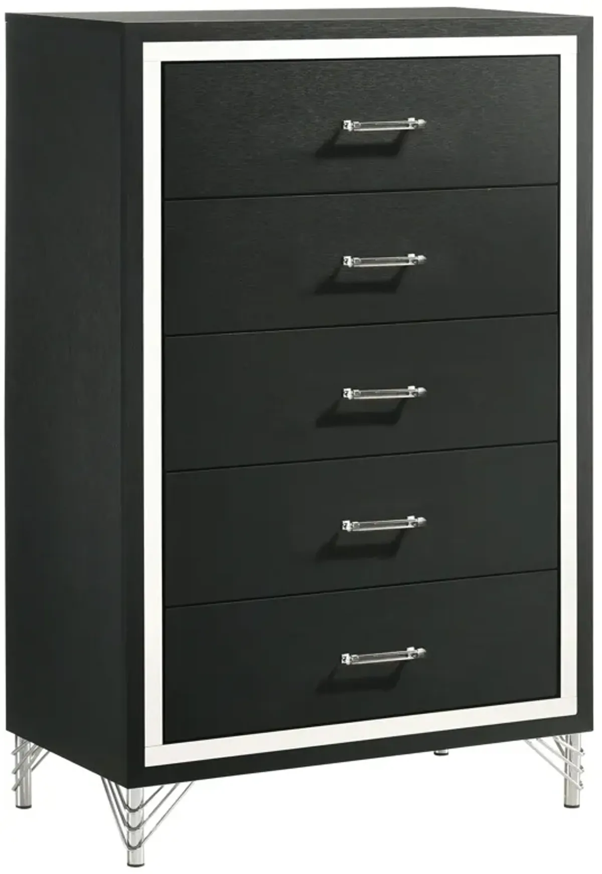 Lucia - 5-Drawer Bedroom Chest Of Drawers - Black