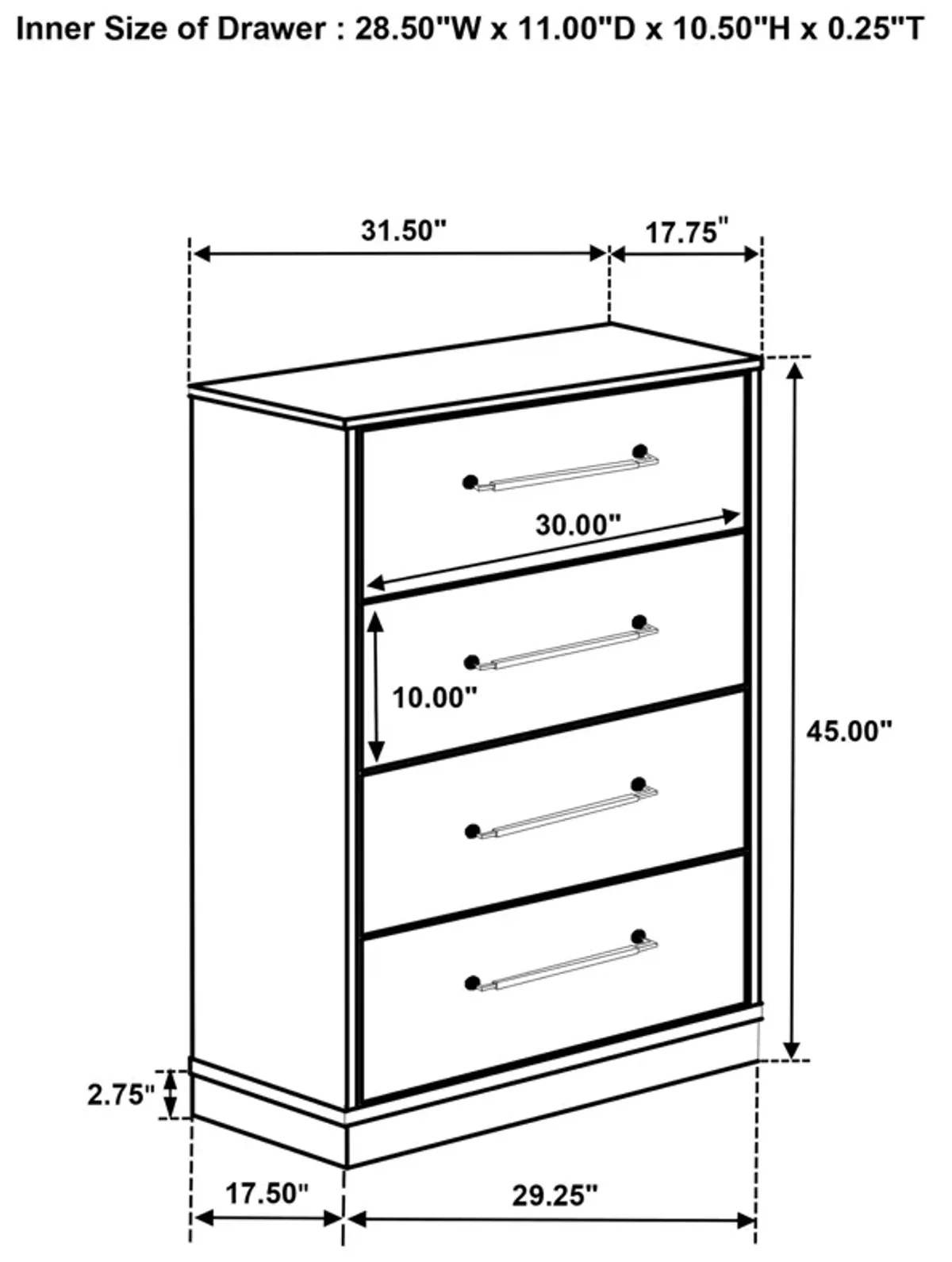 Fenwick - 4-Drawer Chest Of Drawers - Gray Oak