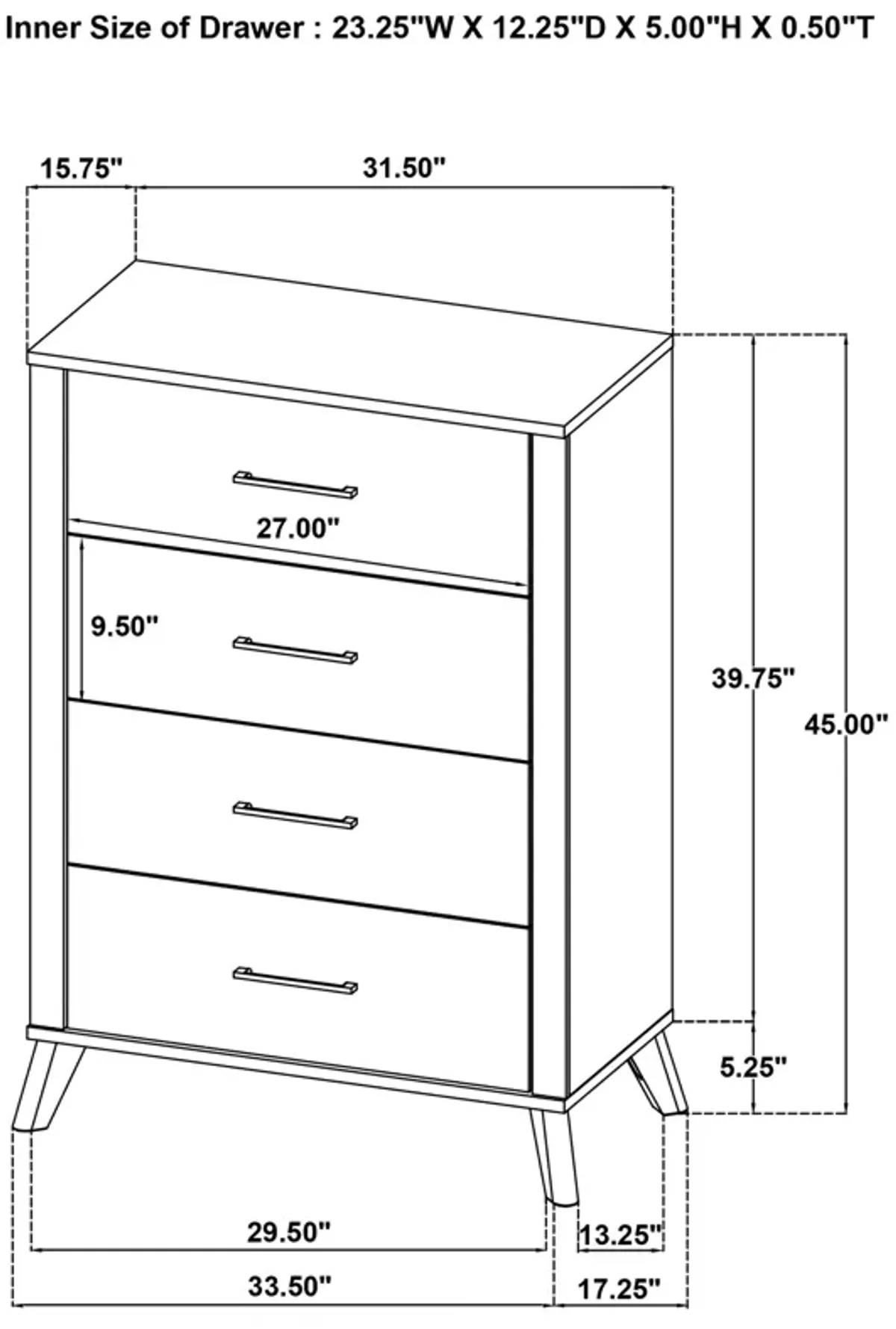 Kaywood - 4-Drawer Bedroom Chest Of Drawers - Natural Pine