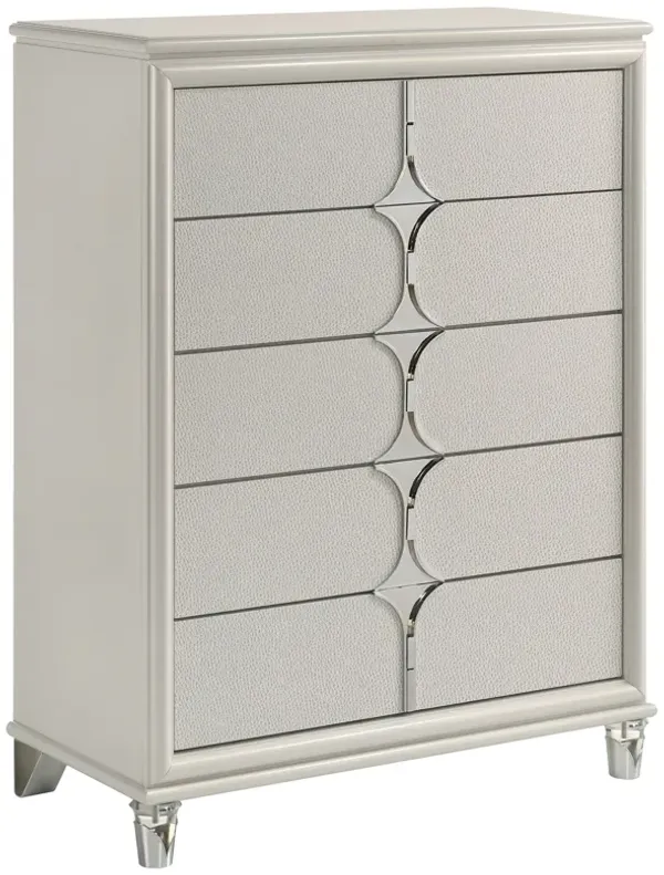 Olivia - 5-Drawer Bedroom Chest Of Drawers - Pearl White