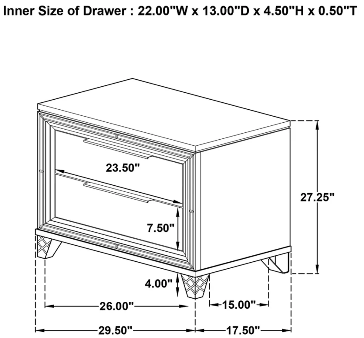 Marmore - 2-Drawer Nightstand Bedside Table - White