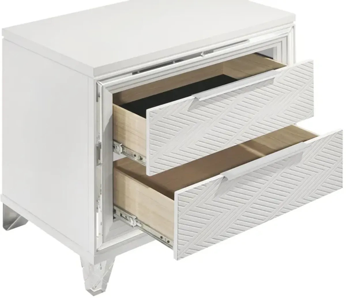 Marmore - 2-Drawer Nightstand Bedside Table - White