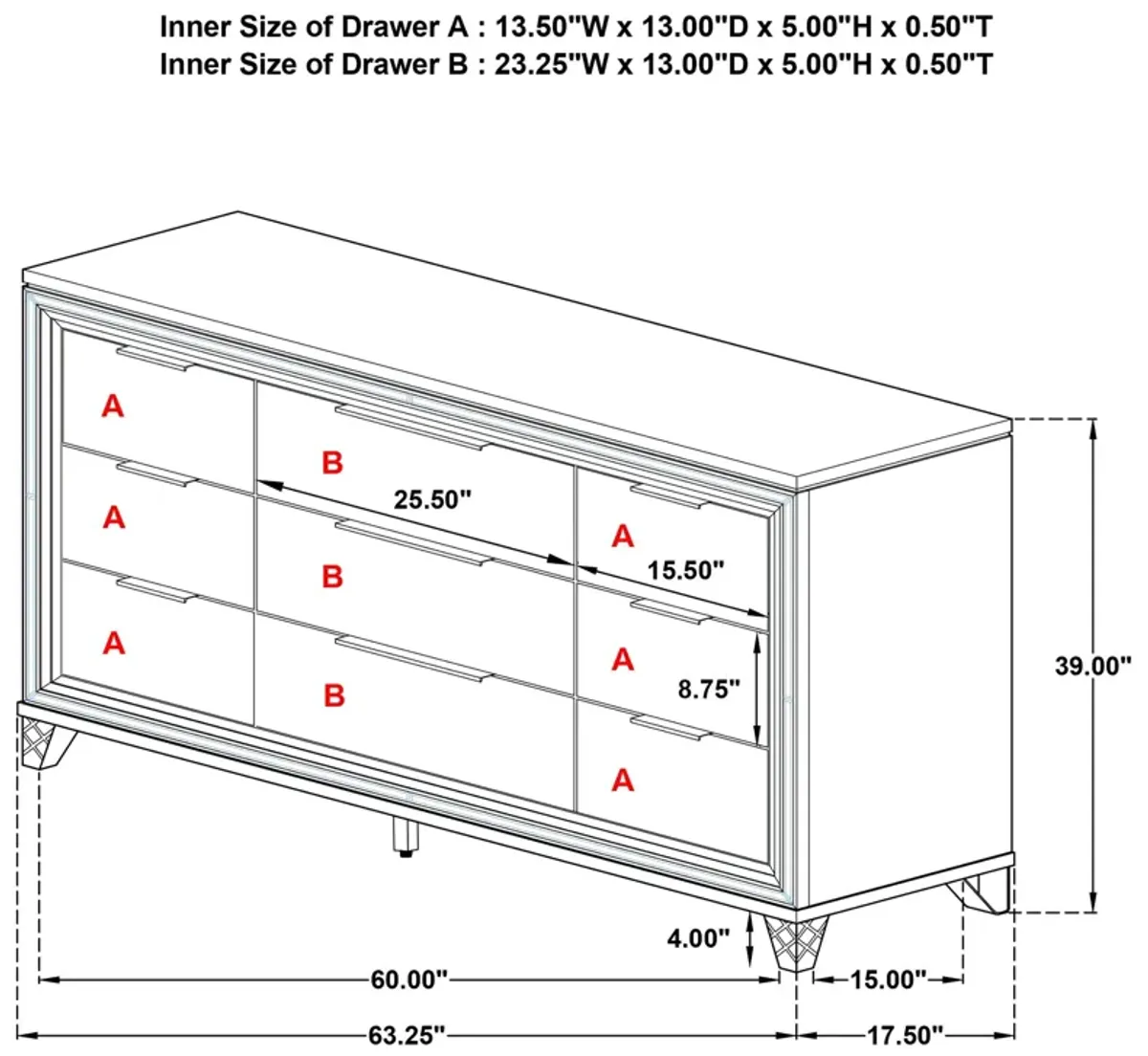 Marmore - 9-Drawer Dresser Cabinet - White