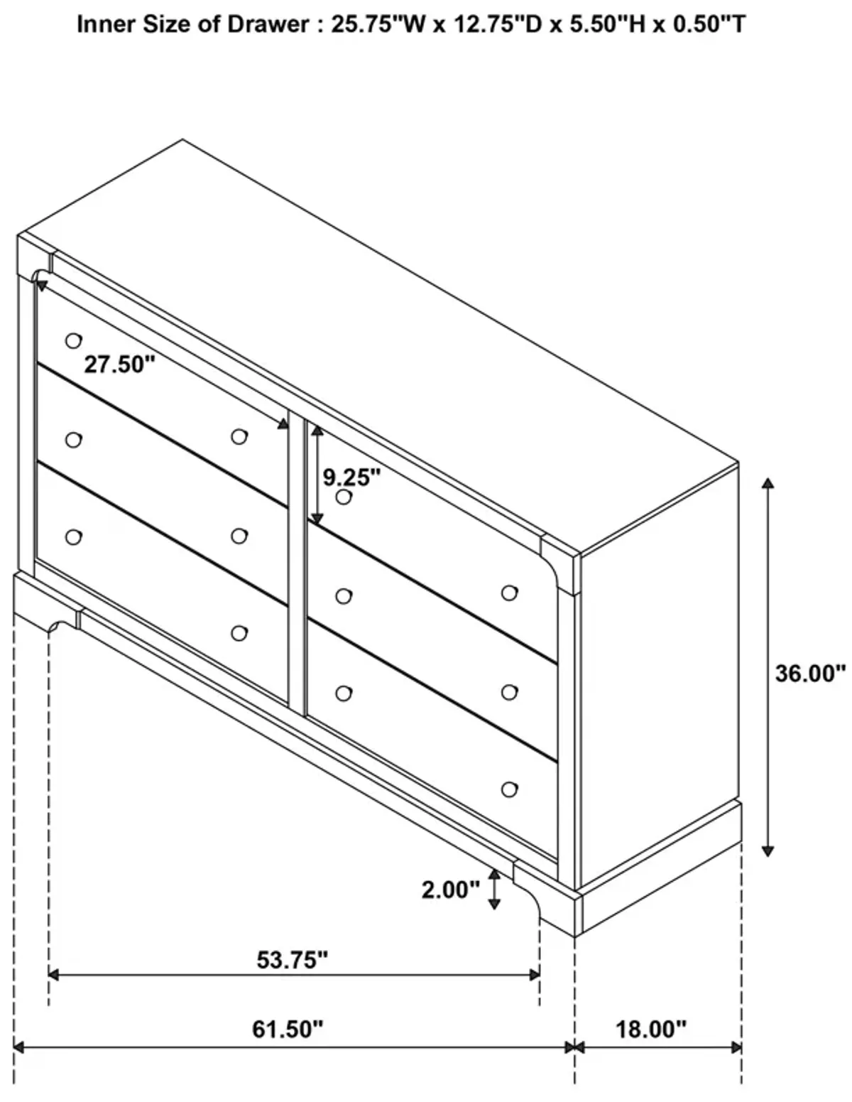 Gran Park - 6-Drawer Dresser Cabinet - Dark Cocoa