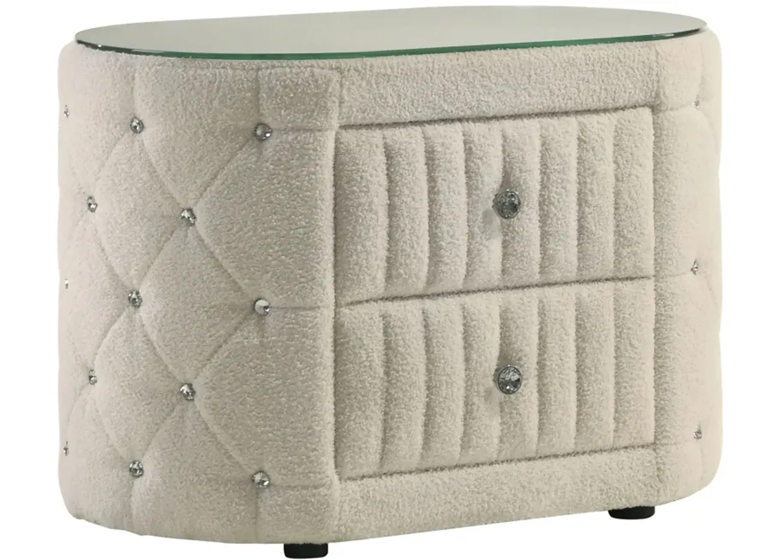 Sonya - 2-Drawer Upholstered Nightstand Bedside Table - Ivory