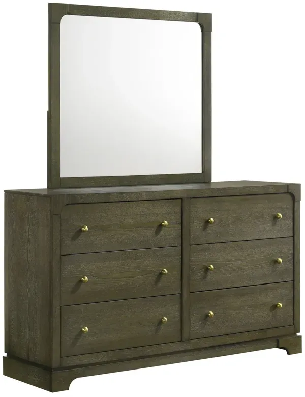 Gran Park - 6-Drawer Dresser And Mirror - Dark Cocoa