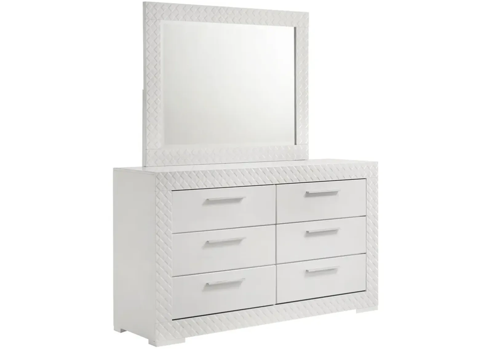 Ives - 6-Drawer Dresser And Mirror - White High Gloss