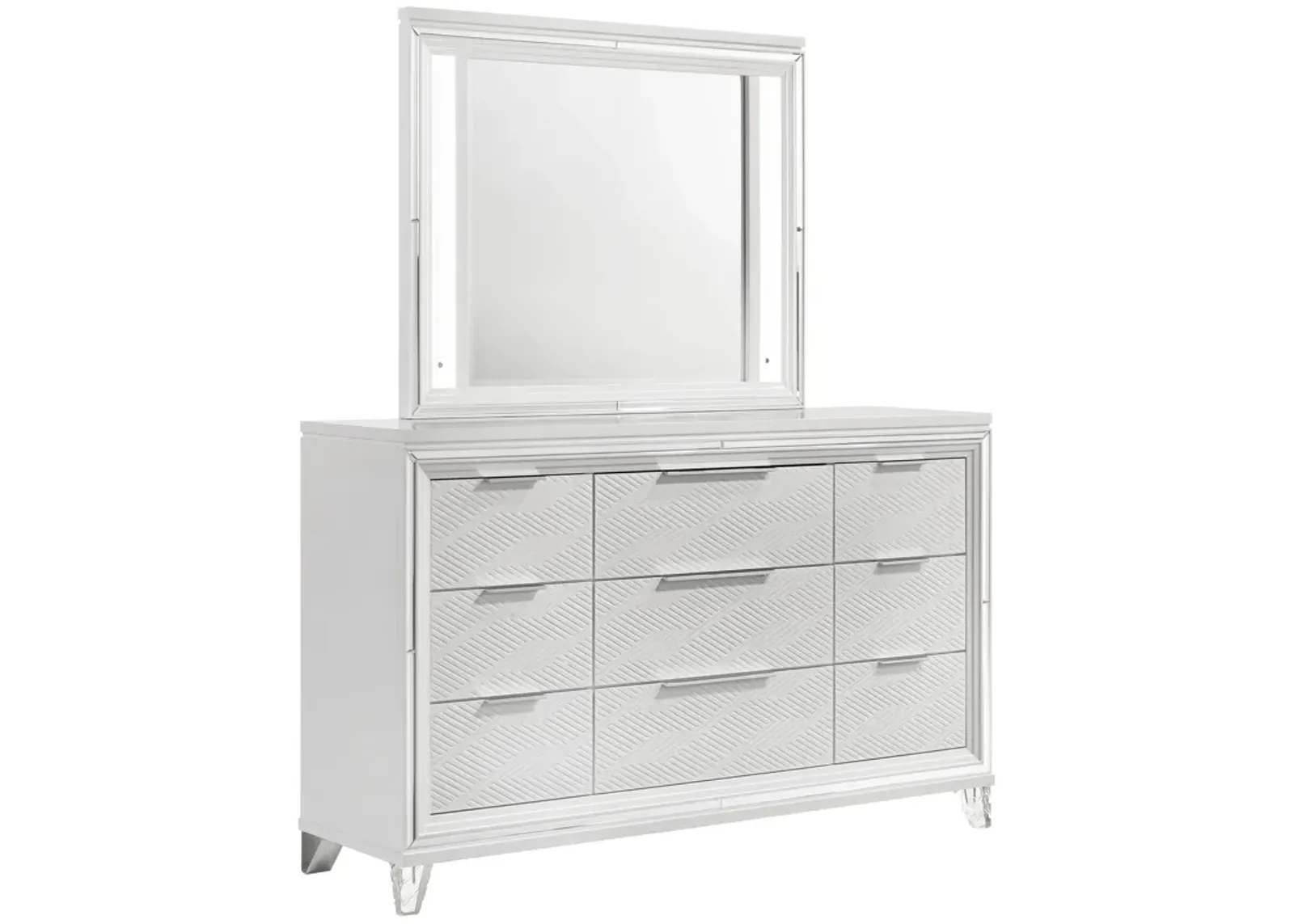 Marmore - 9-Drawer Dresser And LED Mirror - White