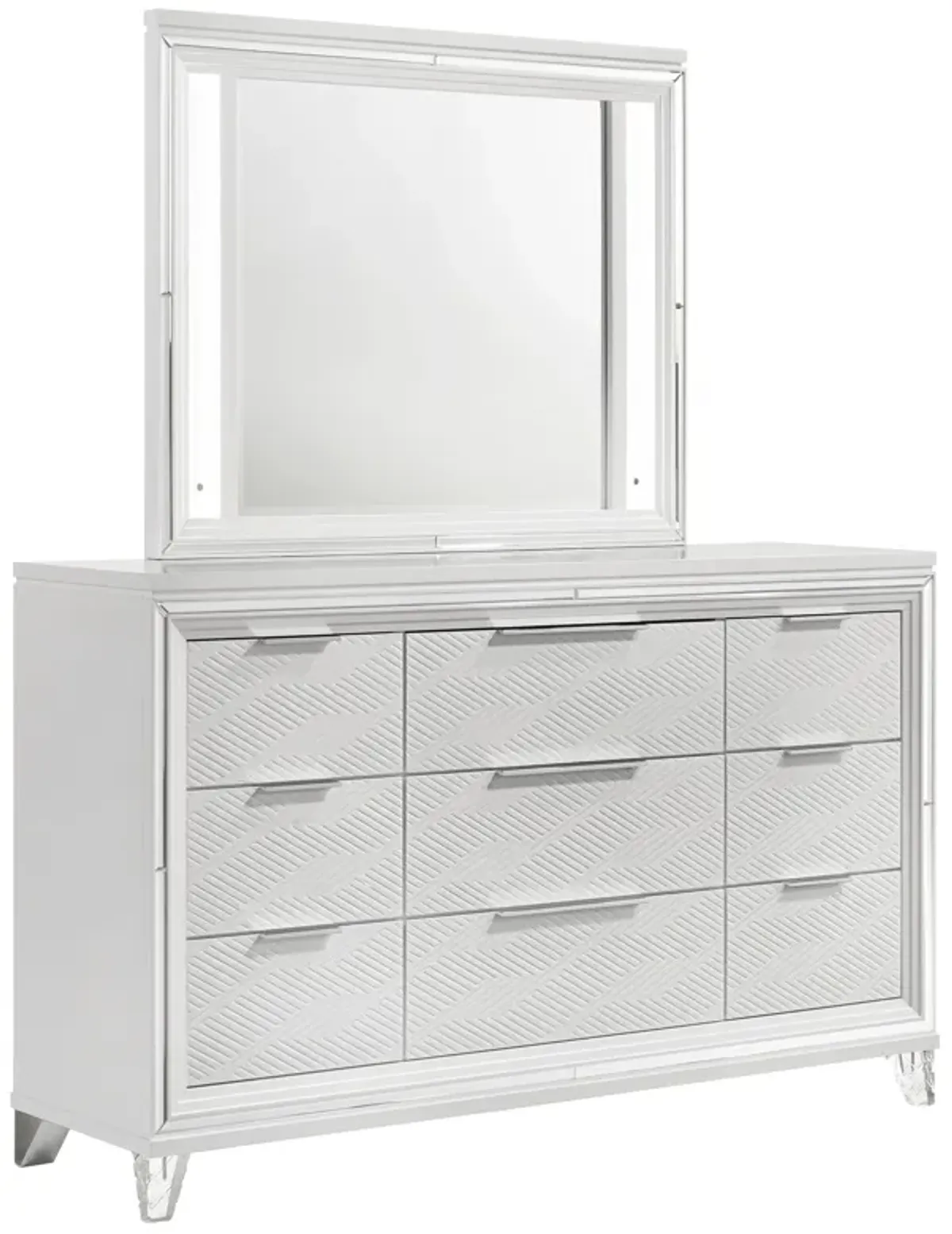 Marmore - 9-Drawer Dresser And LED Mirror - White