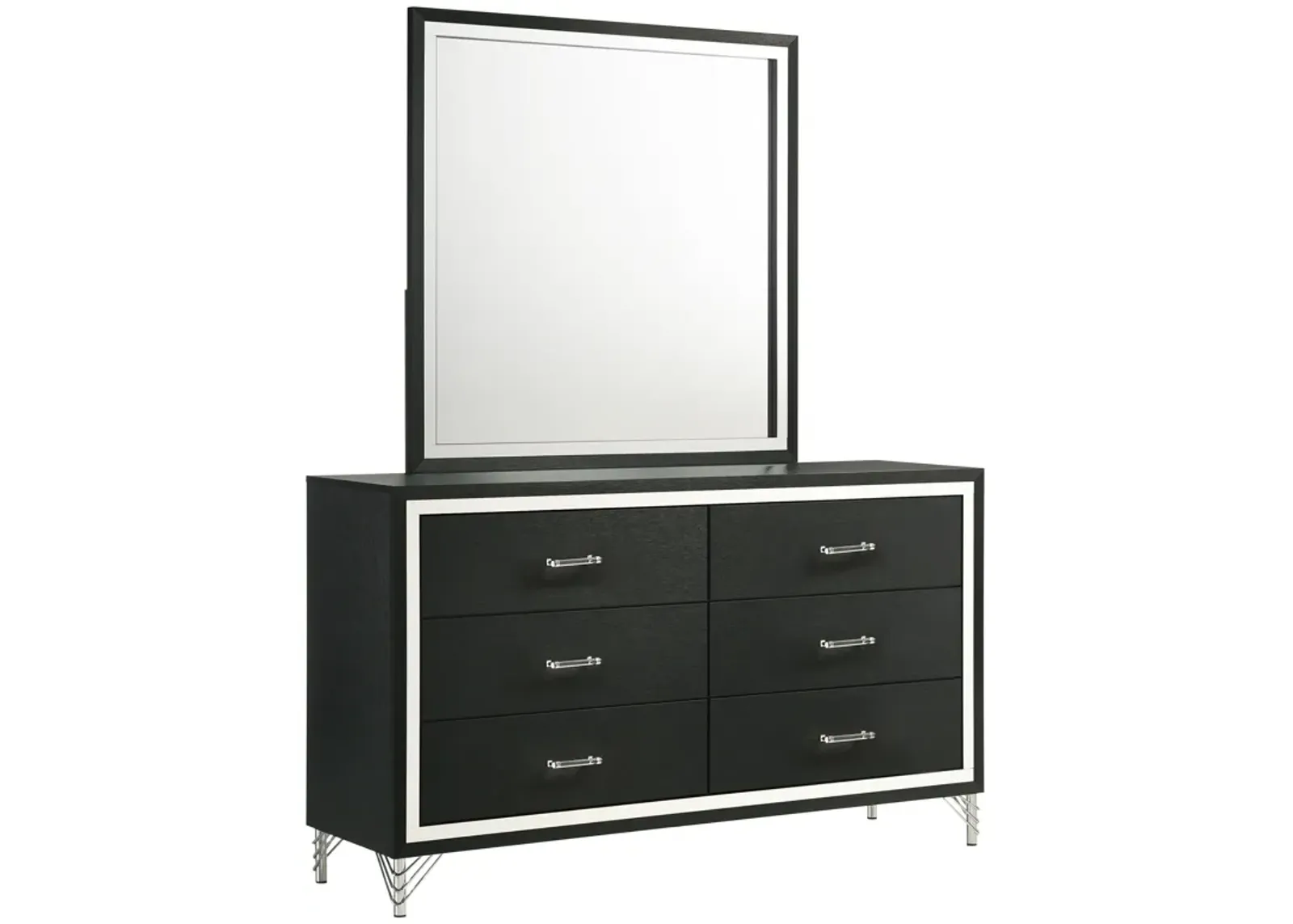 Lucia - 6-Drawer Dresser And Mirror - Black