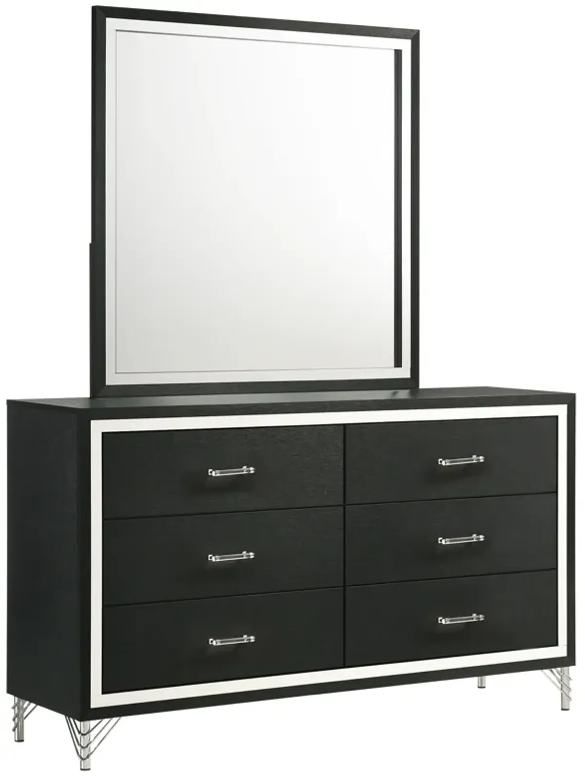 Lucia - 6-Drawer Dresser And Mirror - Black