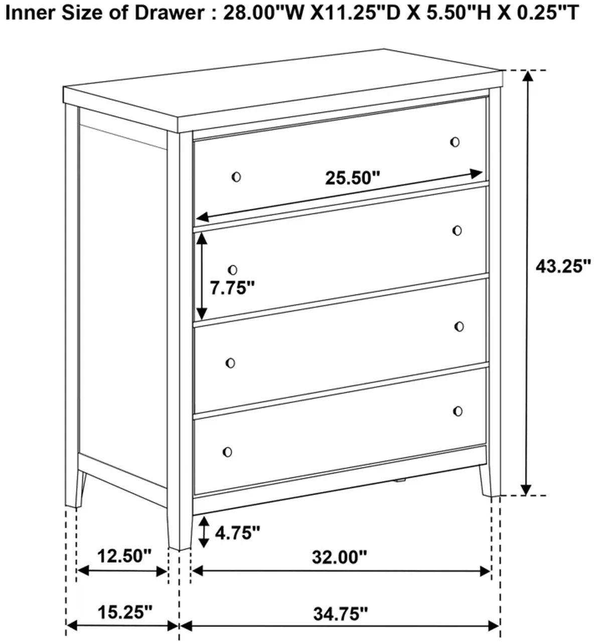 Wilkes - 5-Drawer Chest Of Drawers - Dark Cocoa