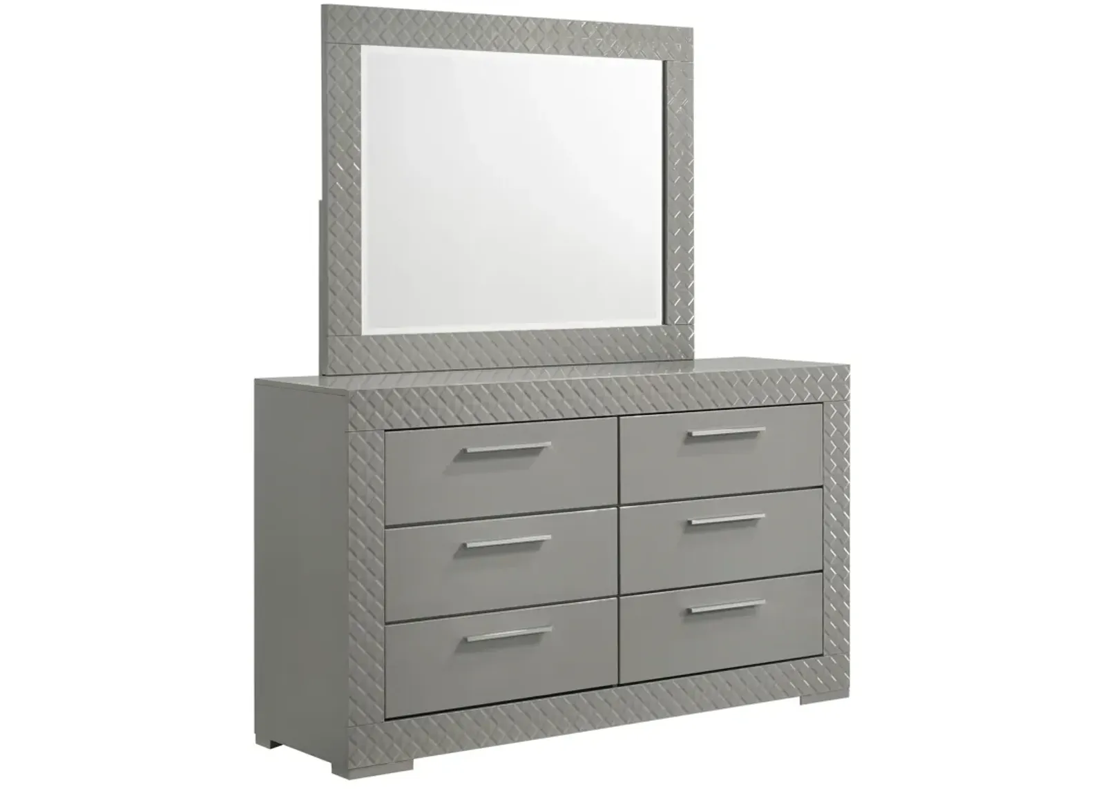 Ives - 6-Drawer Dresser And Mirror - Gray High Gloss