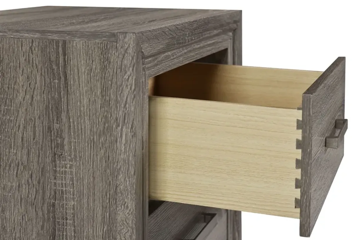 Wright - 2-Drawer Nightstand Bedside Table - Brown Oak