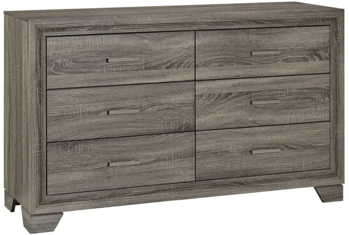 Wright - 6-Drawer Dresser Cabinet - Brown Oak