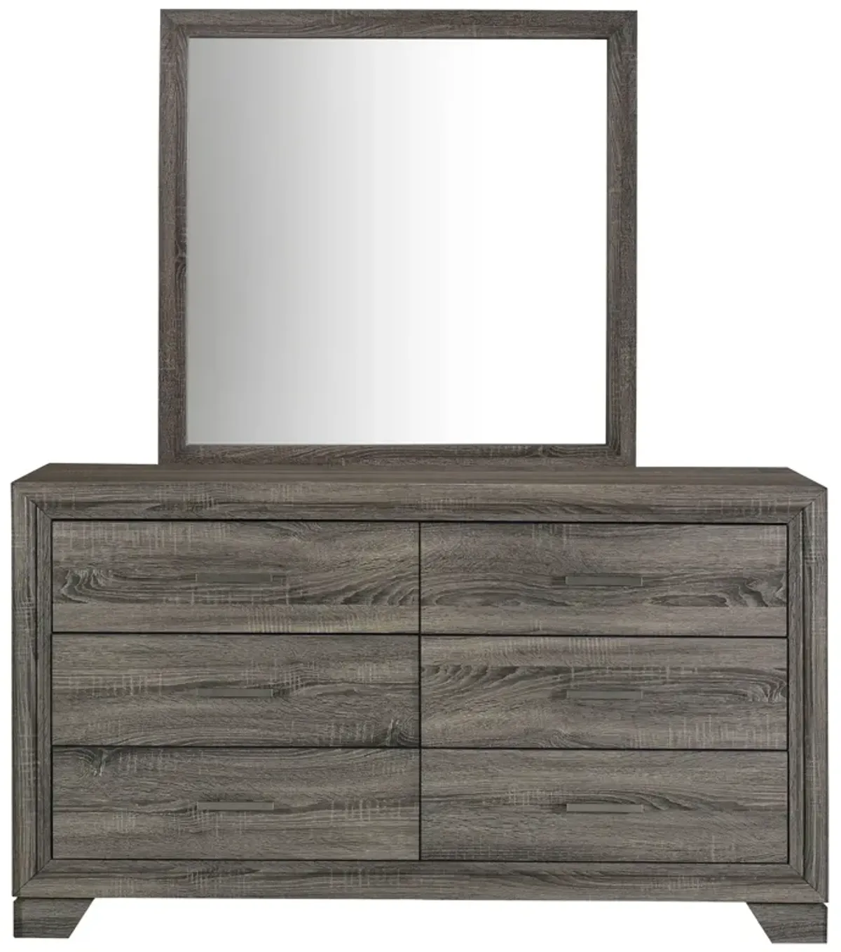 Wright - 6-Drawer Dresser And Mirror - Brown Oak