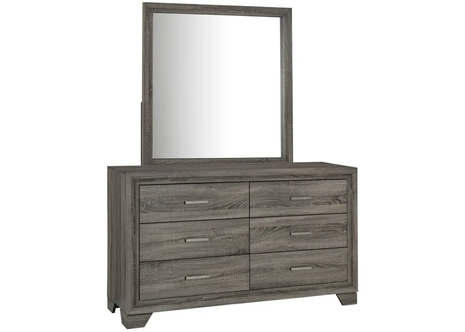 Wright - 6-Drawer Dresser And Mirror - Brown Oak