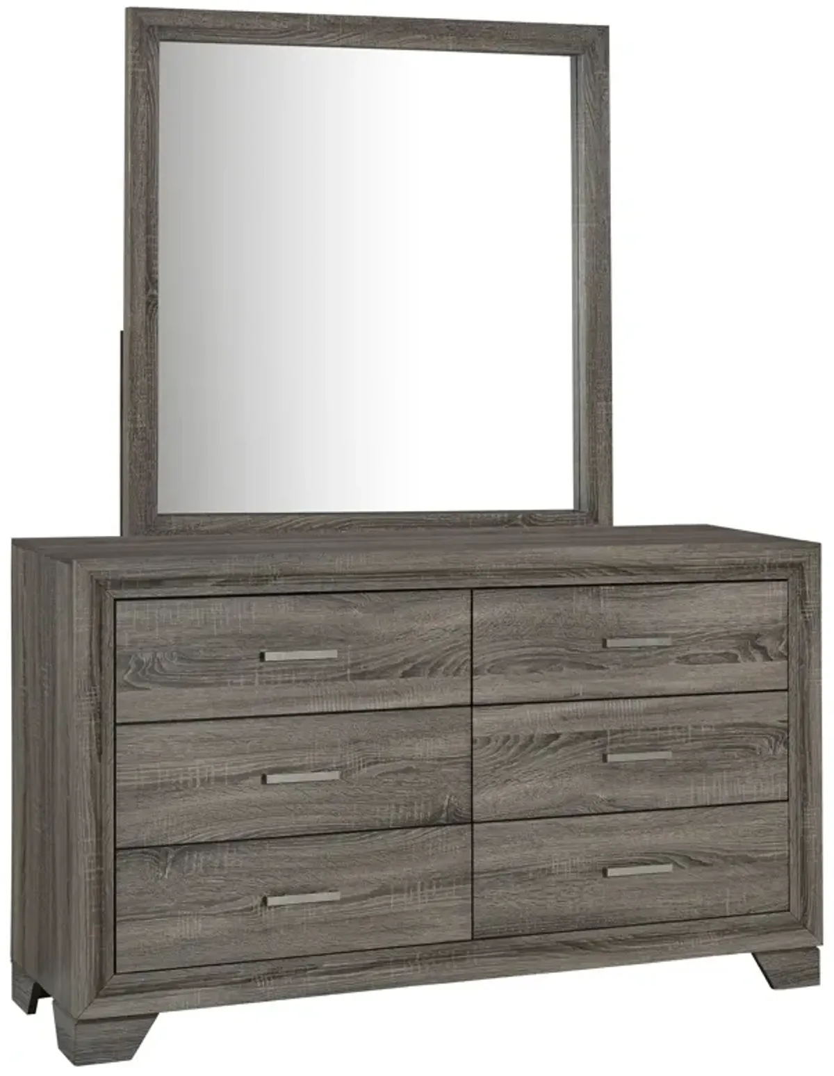 Wright - 6-Drawer Dresser And Mirror - Brown Oak