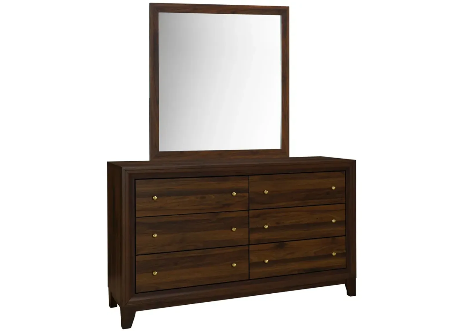 Welsley - 6-Drawer Dresser And Mirror - Walnut