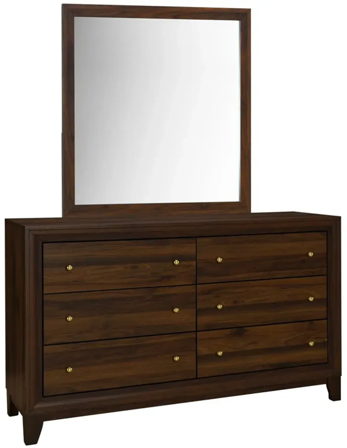 Welsley - 6-Drawer Dresser And Mirror - Walnut