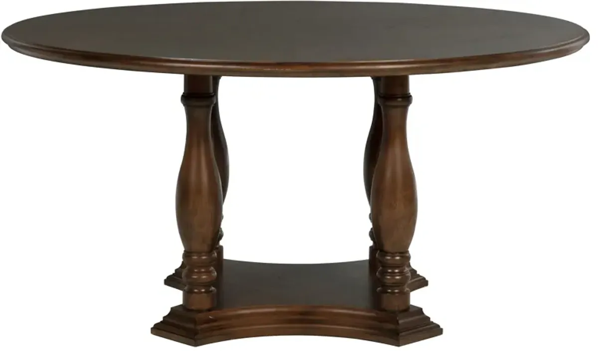 Landon - Round Wood Pedestal Dining Table - Rich Brown