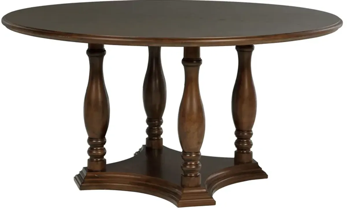 Landon - Round Wood Pedestal Dining Table - Rich Brown