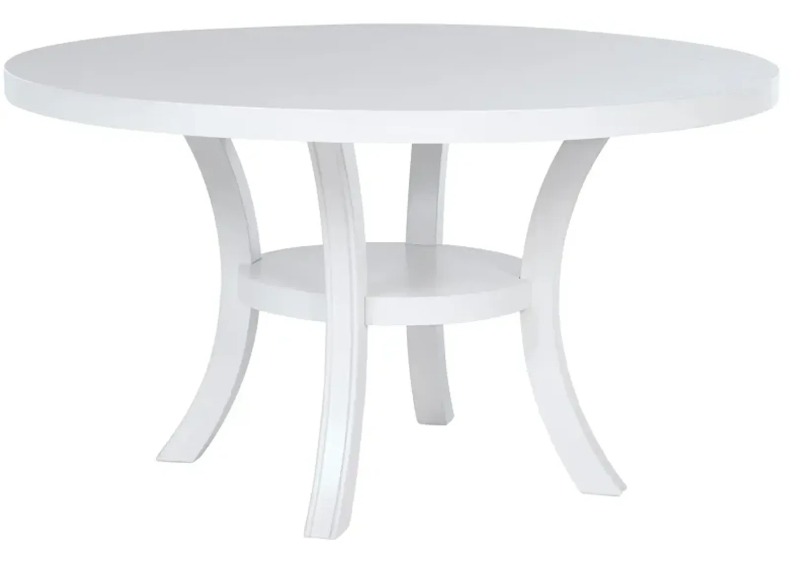 Judd - Round Dining Wood Table With Shelf - Pearl White