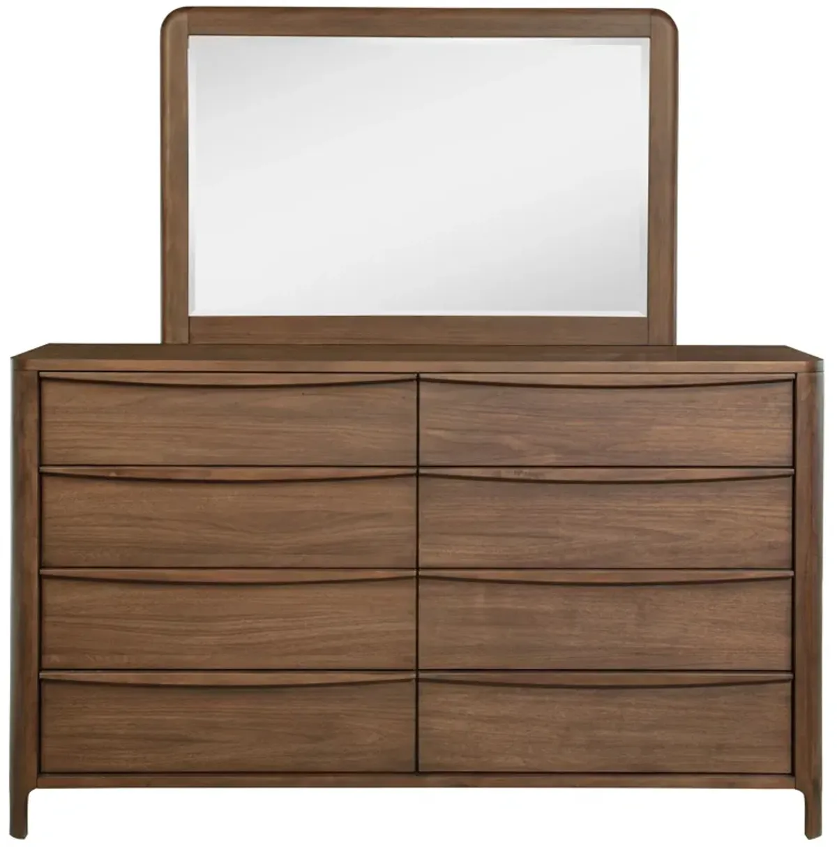 Maderia - 8-Drawer Dresser And Mirror - Walnut