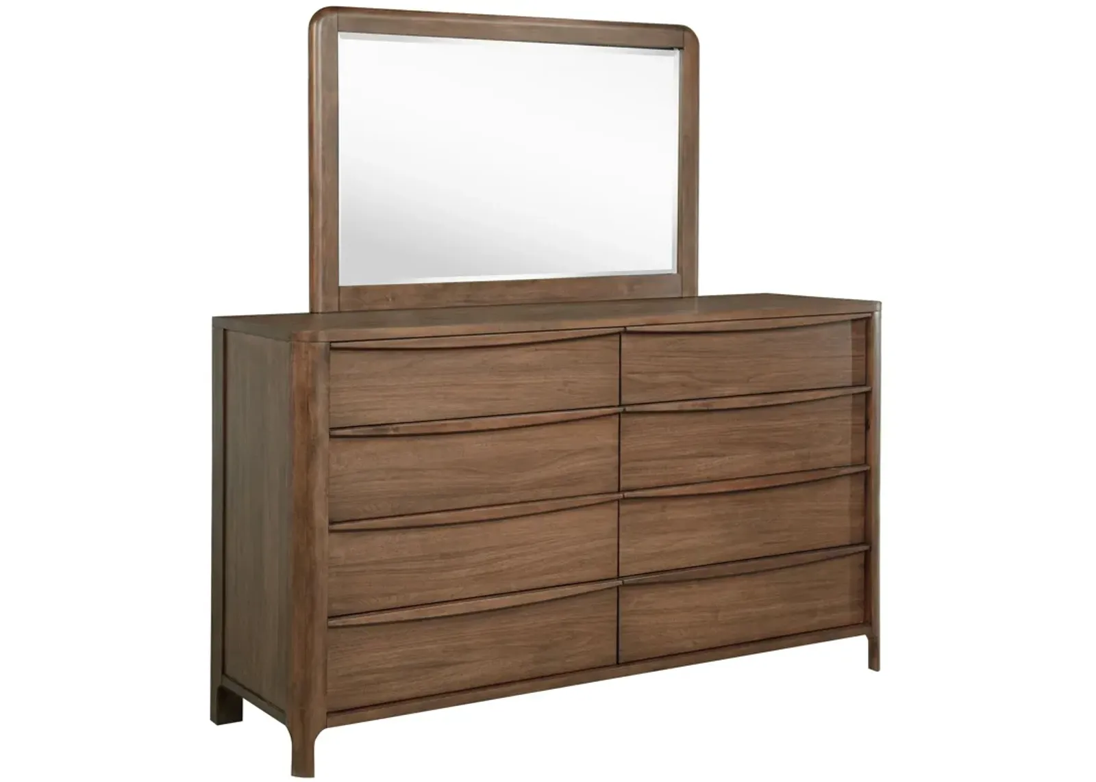 Maderia - 8-Drawer Dresser And Mirror - Walnut