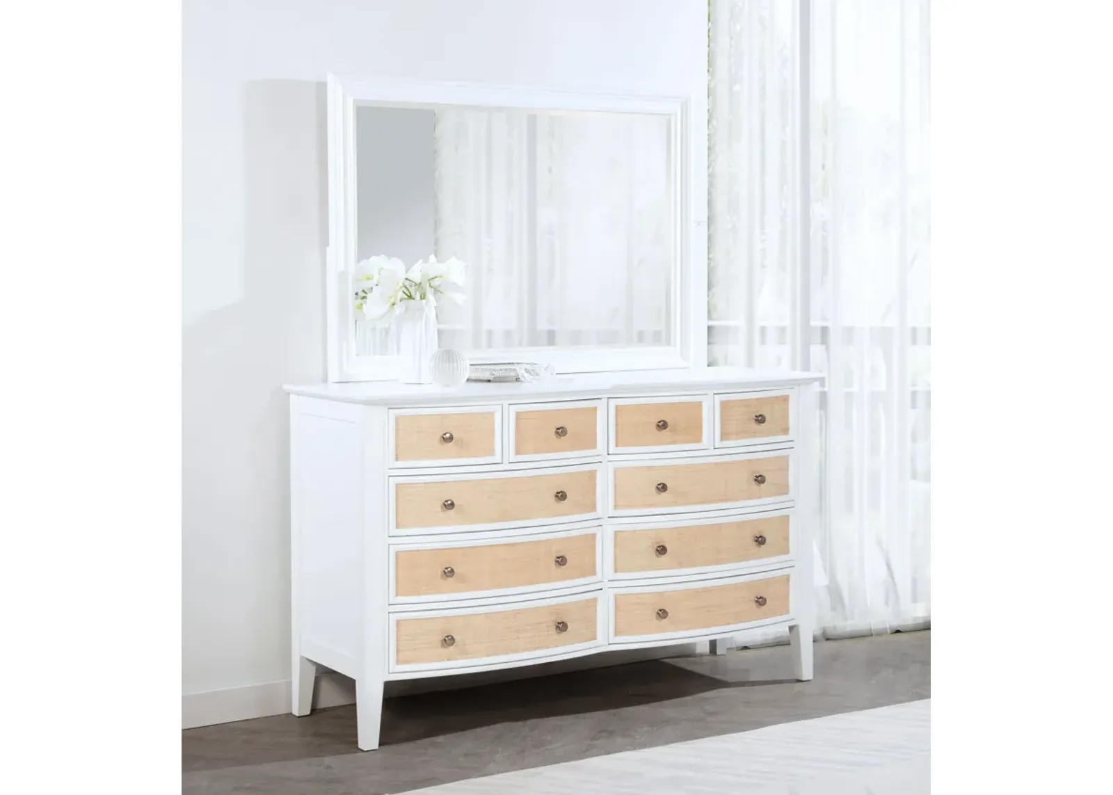 Bexhill - 10-Drawer Dresser And Mirror - White