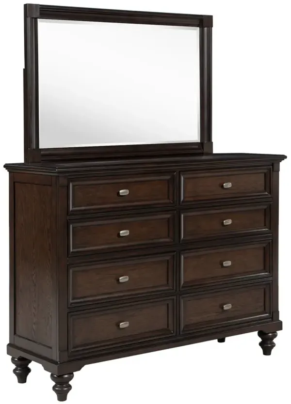 Andover - 8-Drawer Dresser And Mirror - Dark Oak