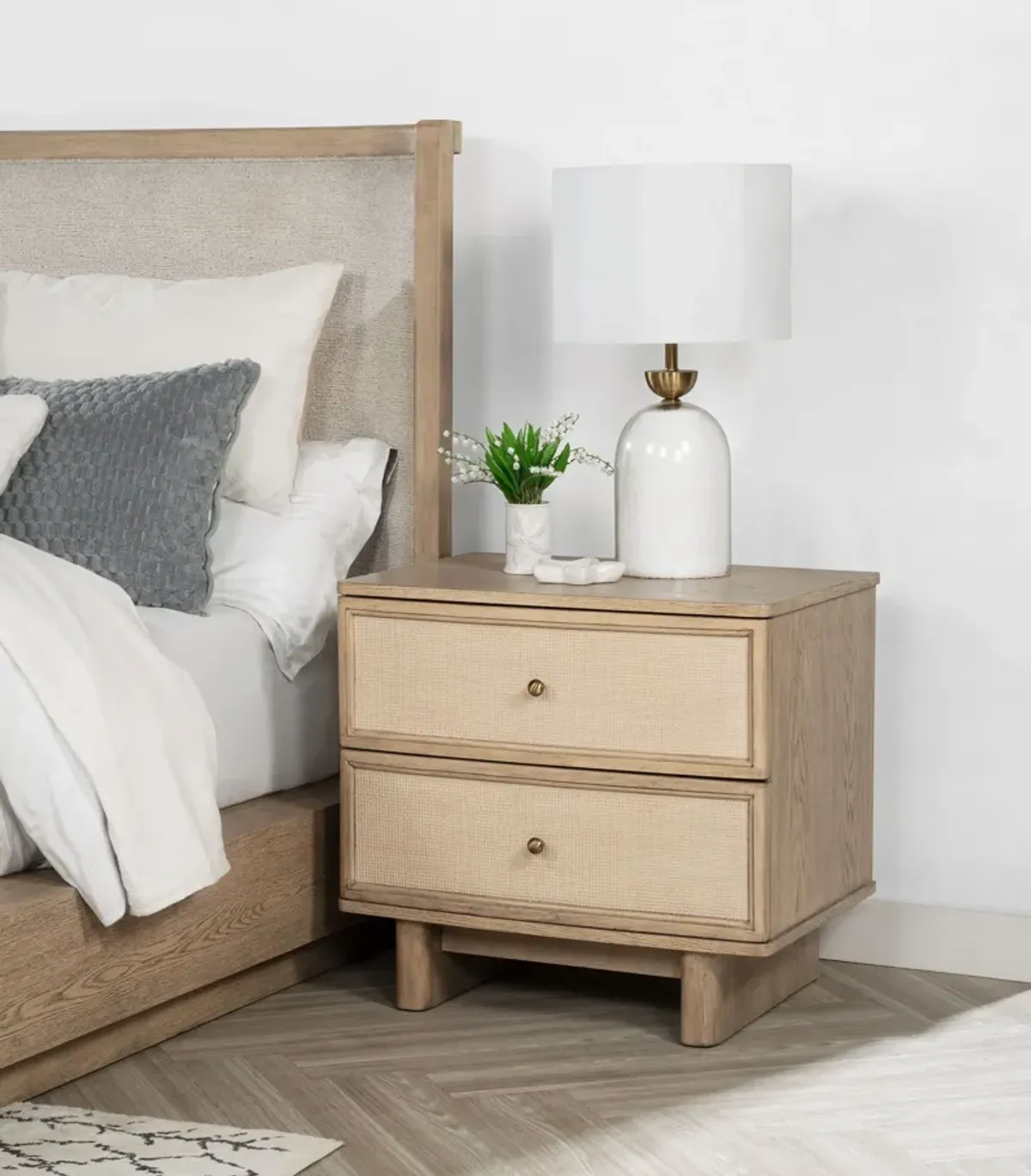 Kailani - 2-Drawer Nightstand Bedside Table - Beige Oak