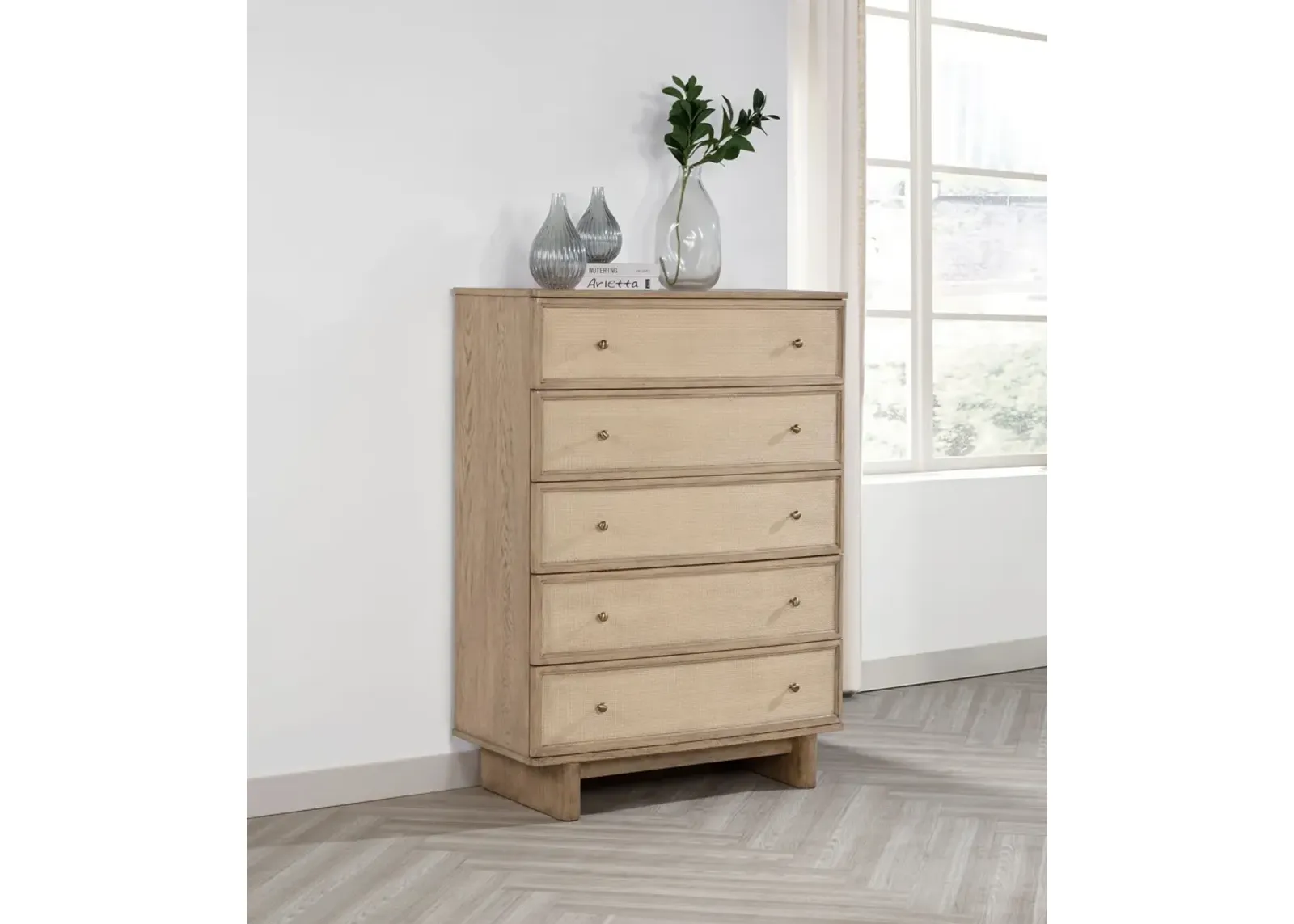 Kailani - 5-Drawer Bedroom Chest Of Drawers - Beige Oak