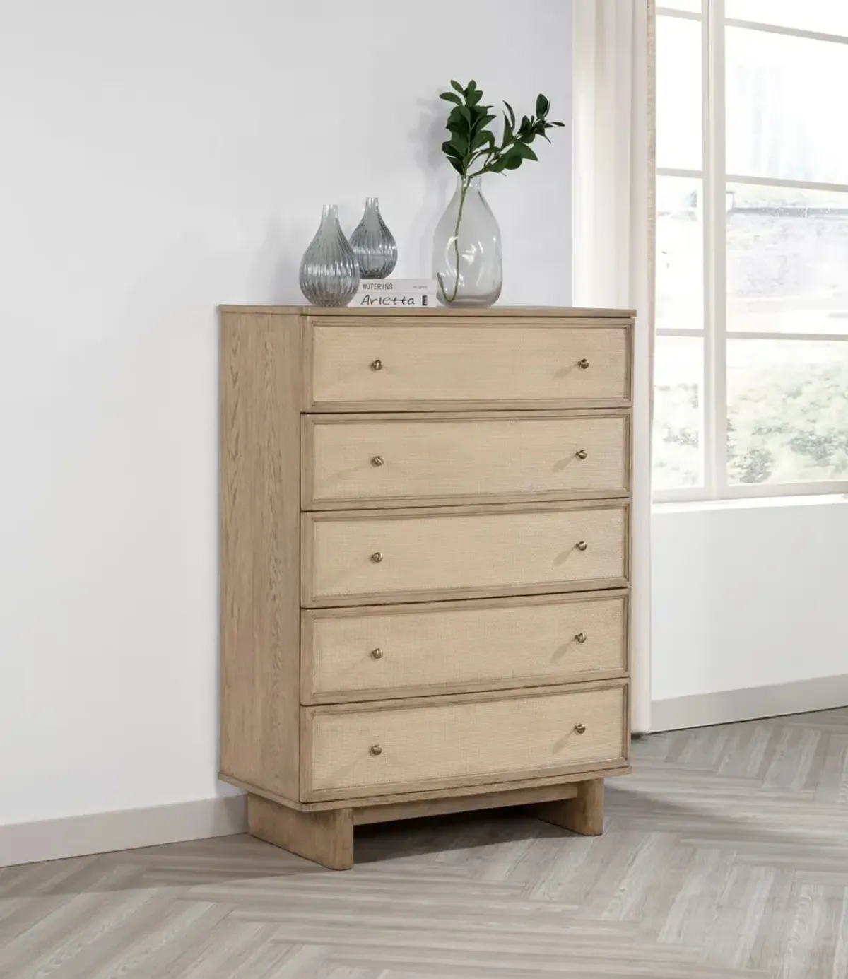 Kailani - 5-Drawer Bedroom Chest Of Drawers - Beige Oak