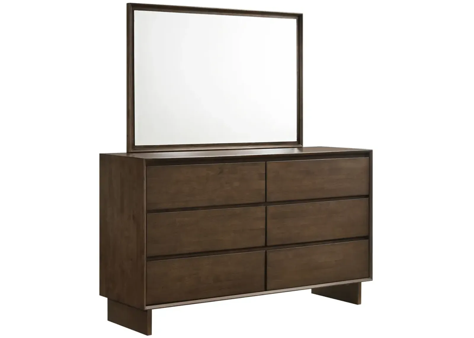 Glenwood - 6-Drawer Dresser And Mirror - Warm Brown