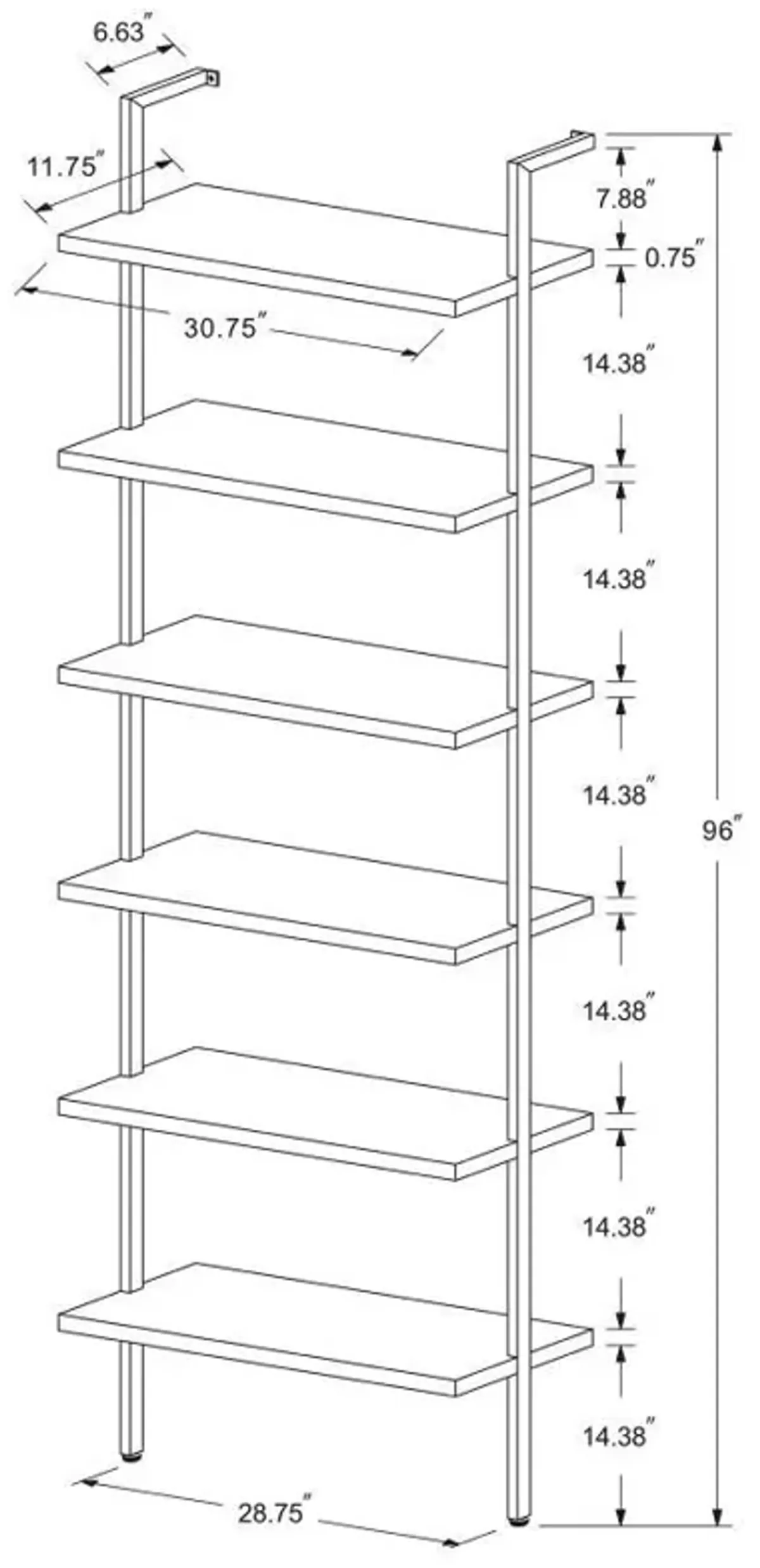 Owens - 3 Piece Wall Mounted Bookshelf Set - Walnut