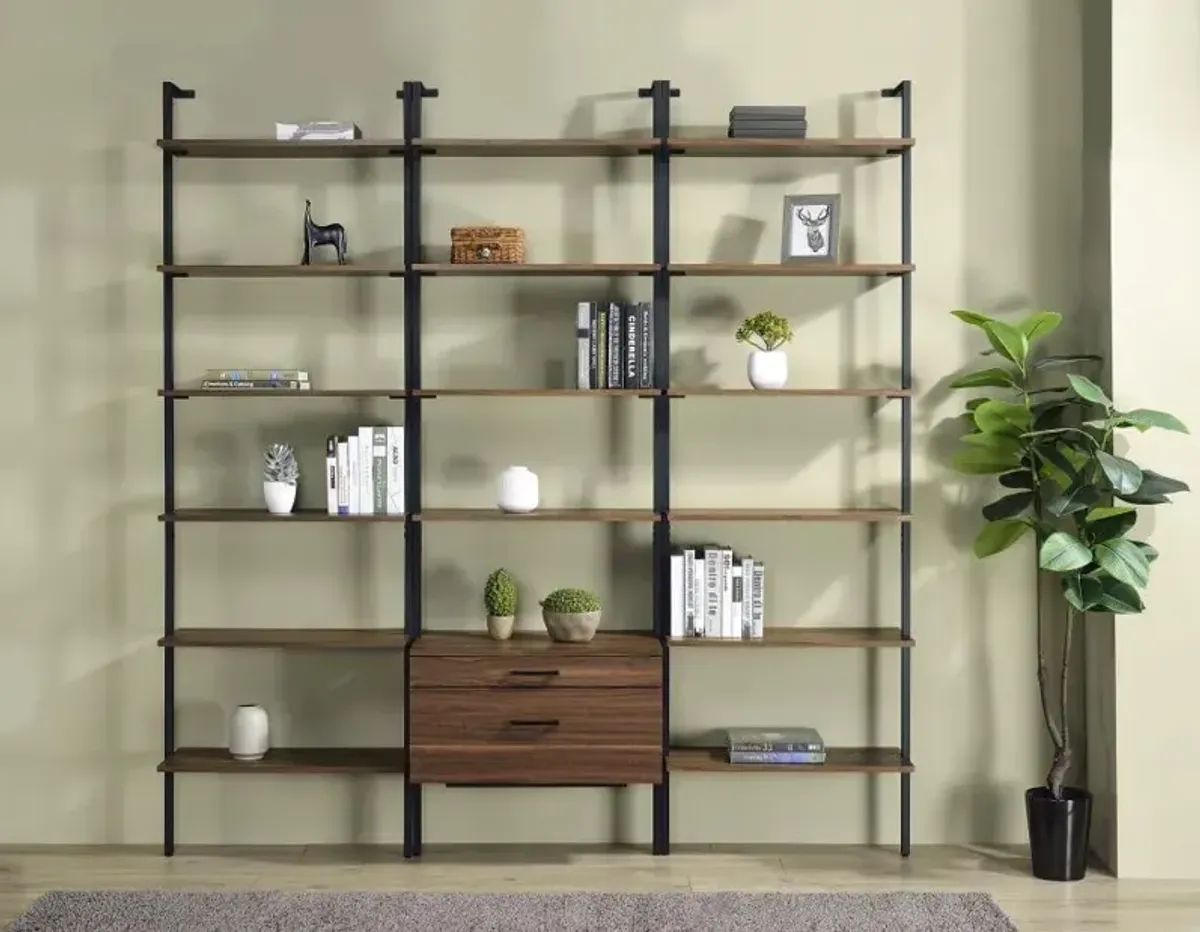 Owens - 3 Piece Wall Mounted Bookshelf Set - Walnut