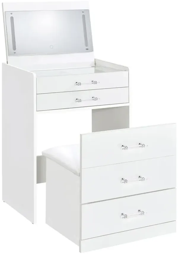 Danbury - 3-Drawer Makeup Vanity & Stool Set
