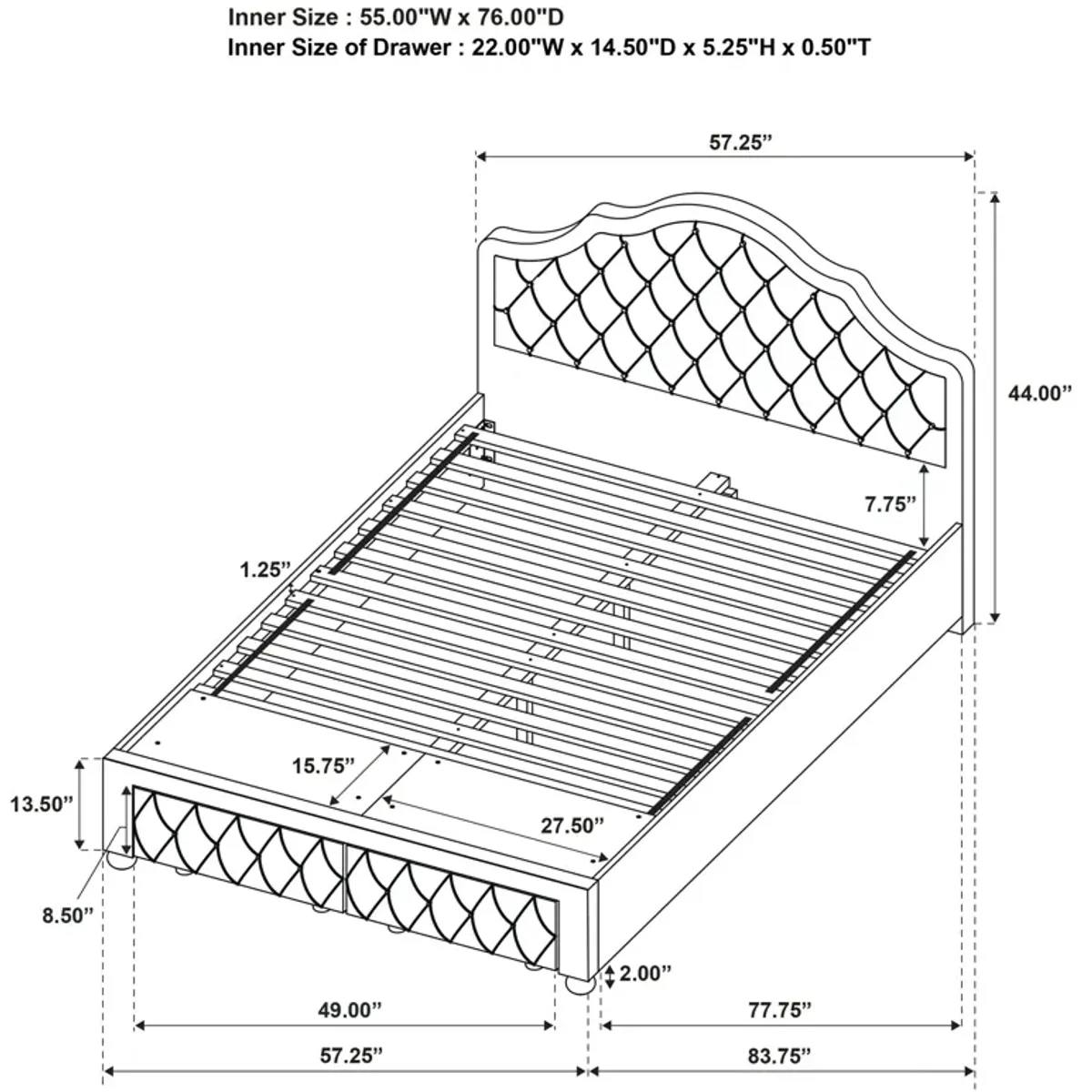 Ashleigh - Upholstered Storage Platform Bed