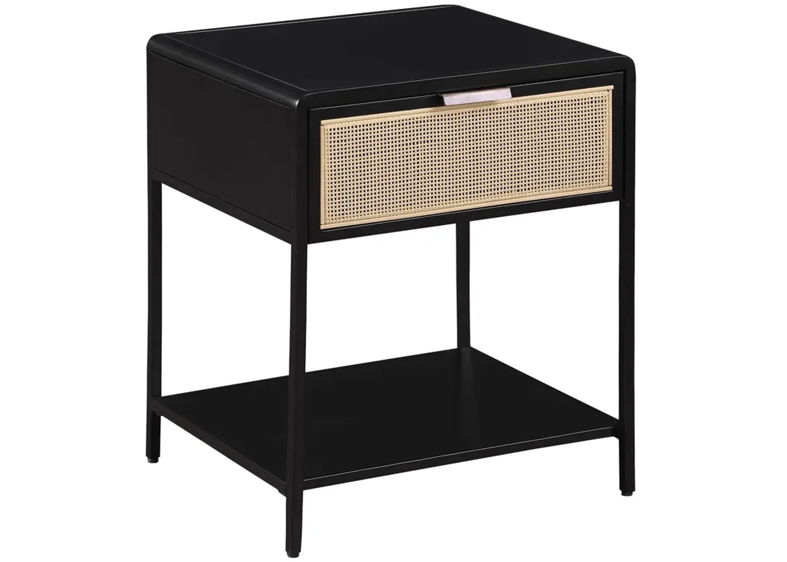 Amherst - 1-Drawer Radio Weave Rattan Metal Side Table