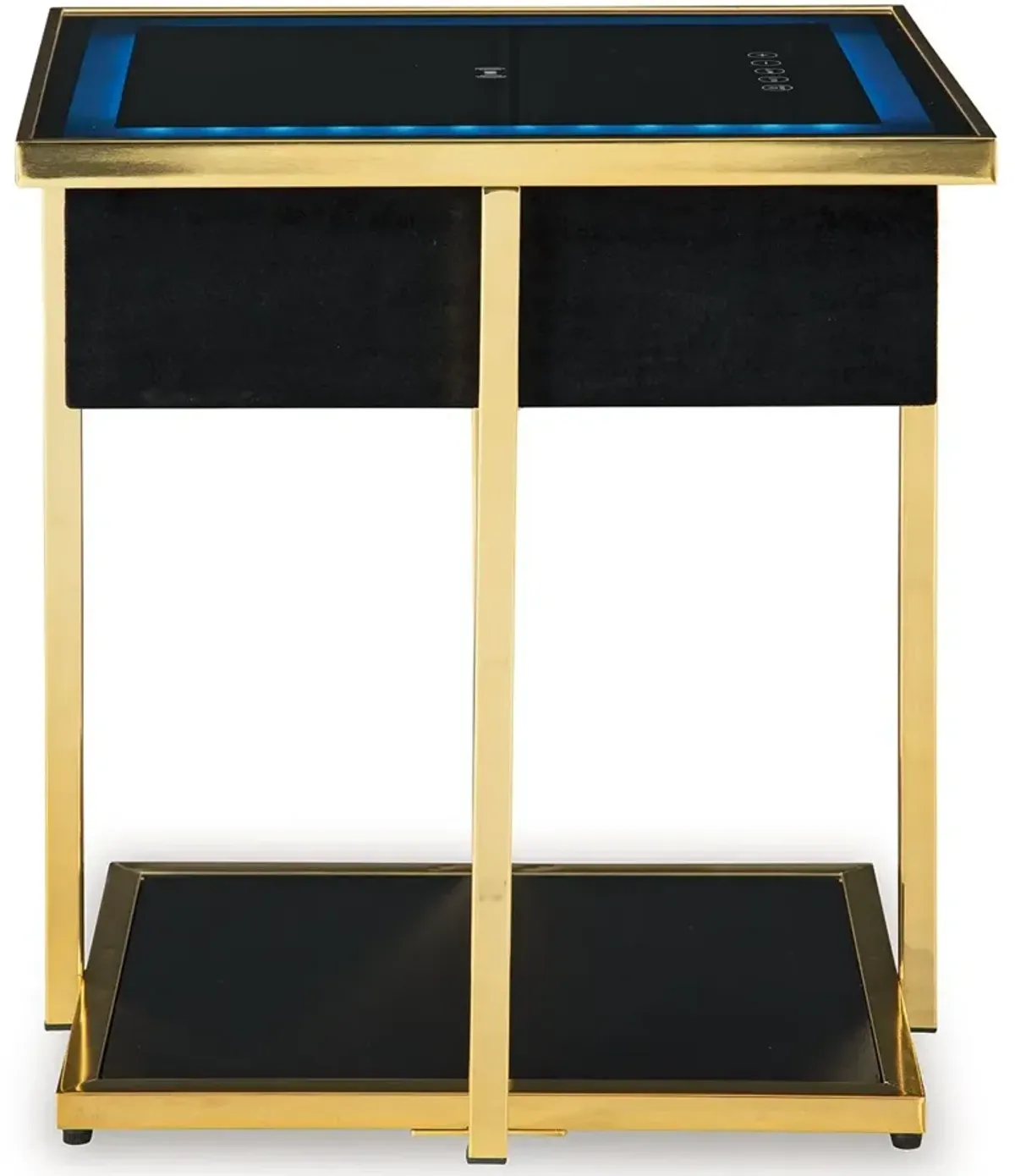 Rexwell - Accent Table With Speaker - Black / Gold Finish